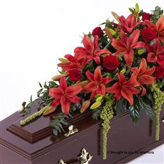 Lily and Rose Casket Spray - Red 