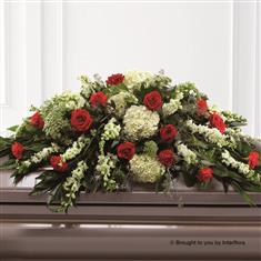 Mixed Casket Spray - Red and Green